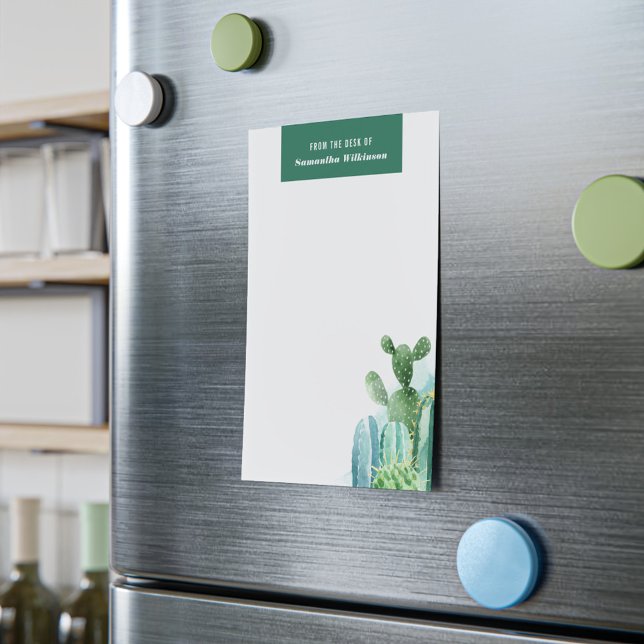 Chic Cacti Watercolor Modern Family Anteckningsblock (Watercolor Botanical Cactus Plants Notepad)