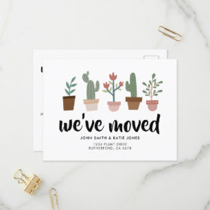 Chic Cactus och Plants New Home and Flytta Inbjudan Vykort