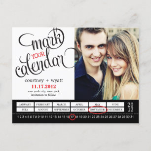 Chic Calendar Photo Save Date Postcard Meddelande Vykort