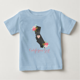 Chic California State & Moveable Heart Girl's T Shirt