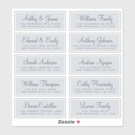 Chic Calligraphy Blue Bröllop Guest Adressetikette Klistermärken