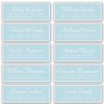 Chic Calligraphy Blue Guest Adressetiketters Klistermärken<br><div class="desc">Enkel att anpassa, namn och adress/enskilda bröllop-adressetiketter för gäster. Den här chicen, de moderna och enkla bröllop-gästernas adressetiketter har din gästfotografering i handskrivet skript i vit elegant och modern typografi på en pastellblå ljusbakgrund. Lägg bara till er enskilda gäst bröllop namn och adress. Enbart designad för dig av Lycklig Dolphin...</div>