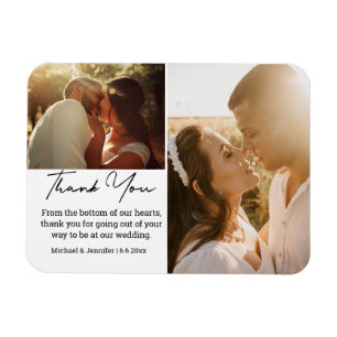 chic calligraphy bröllop fotocollage tack magnet