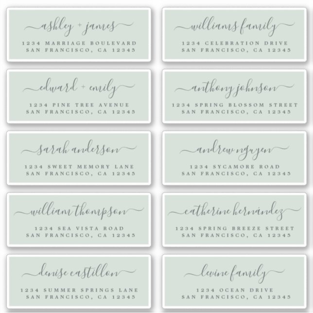 Chic Calligraphy Bröllop Guest Adressetiketters Klistermärken (Framsida)