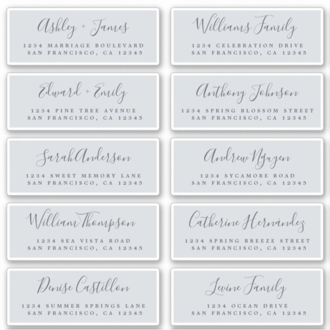 Chic Calligraphy Bröllop Guest Adressetiketters Klistermärken (Framsida)
