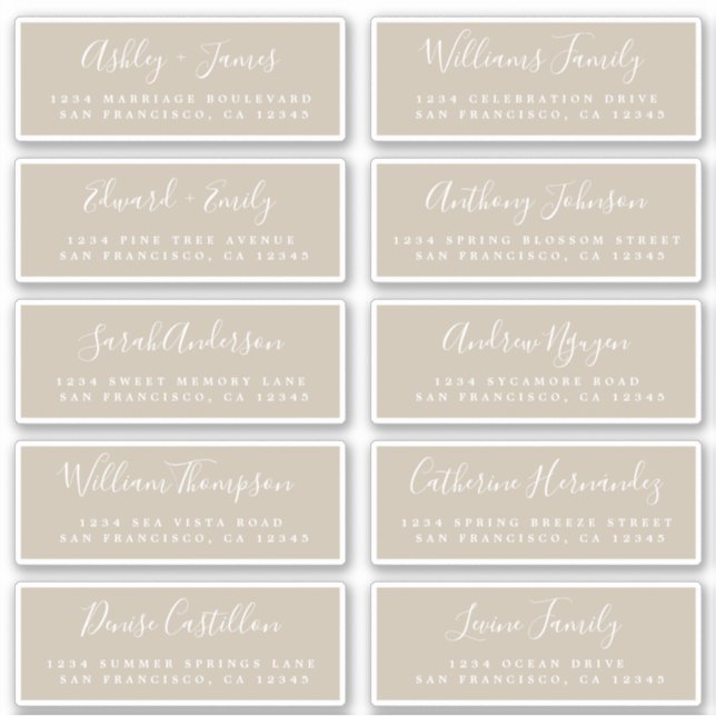 Chic Calligraphy Bröllop Guest Adressetiketters Klistermärken (Framsida)