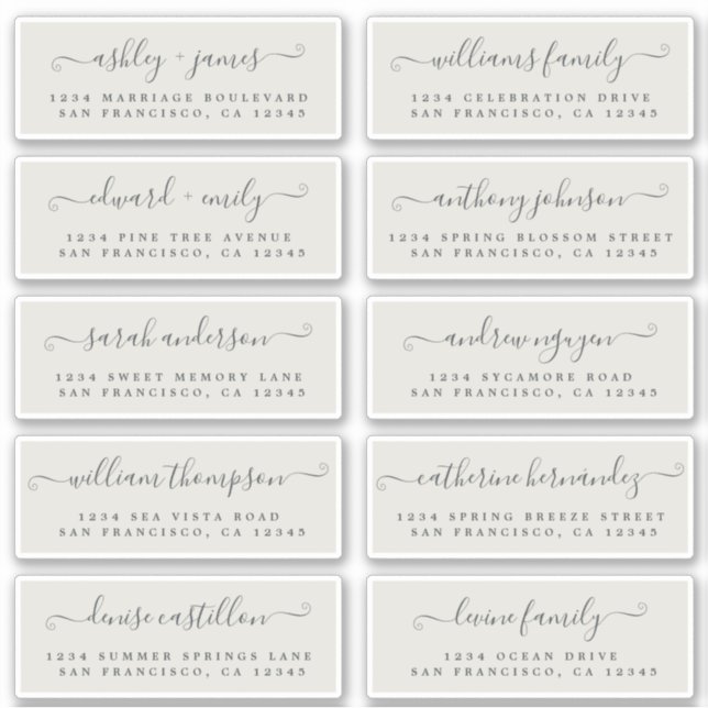 Chic Calligraphy Bröllop Guest Adressetiketters Klistermärken (Framsida)