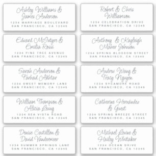 Chic Calligraphy Bröllop Guest Adressetiketters Klistermärken