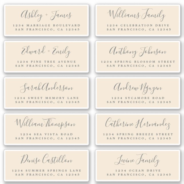 Chic Calligraphy Bröllop Guest Adressetiketters Klistermärken (Framsida)