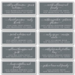 Chic Calligraphy Bröllop Guest Adressetiketters Klistermärken<br><div class="desc">Den här chicen, de moderna och enkla bröllop-gästadressetiketterna har bröllop namn i handskrivet skript för manusgrafi i vit elegant på en svartvit bakgrund. Lägg bara till er enskilda gäst bröllop namn och adress. Enkel att anpassa, namn och adress/enskilda bröllop-adressetiketter för gäster. Enbart designad för dig av Lycklig Dolphin Studio. ***ORTERA...</div>