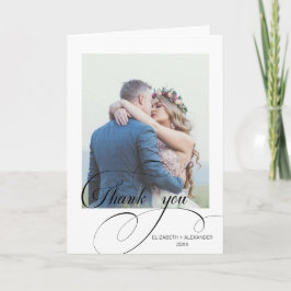 Chic Calligraphy Bröllop Photo Tackto You Card Tack Kort