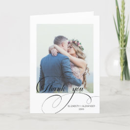 Chic Calligraphy Bröllop Photo Tackto You Card Tack Kort