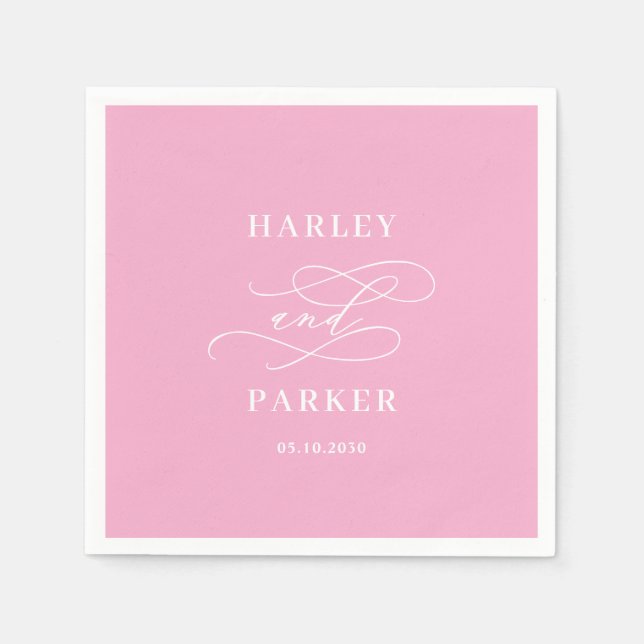 Chic Calligraphy Bröllop Rehearsal Förlovning Pappersservett (Framsidan)