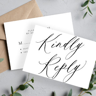 Chic calligraphy bröllop vänligen svara på budgetO Anteckningskort