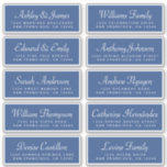 Chic Calligraphy Classic Blue Guest Adressetikette Klistermärken<br><div class="desc">Enkel att anpassa, namn och adress/enskilda bröllop-adressetiketter för gäster. Den här chicen, de moderna och enkla bröllop-gästernas adressetiketter har din gästfotografering namn i handskrivet skript med vit elegant, kalligrafi och modern typografi på klassisk blå bakgrund. Lägg bara till er enskilda gäst bröllop namn och adress. Enbart designad för dig av...</div>