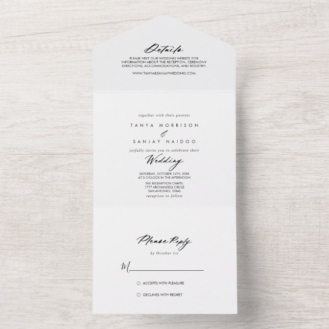 Chic Calligraphy Elegant bröllop   (Inside)