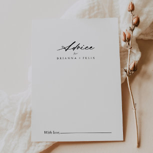 Chic Calligraphy Elegant bröllop Advice Card Rådkort