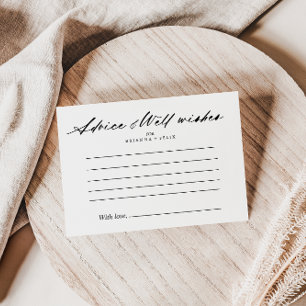 Chic Calligraphy Elegant bröllop Advice Card Vykort