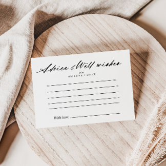 Chic Calligraphy Elegant bröllop Advice Card Vykort