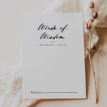 Chic Calligraphy Elegant bröllop Ord of Wisdom Rådkort<br><div class="desc">Denna chic kalligrafi av elegant bröllop ord av visdomskort är perfekt för ett rustiskt bröllop. Den enkla och elegant designen har skript av typen klassisk och finare i svartvitt. De här korten är perfekter för bröllop, möhippa, babydusch, studentfest och mycket mer. Anpassa korten med namn från bruden och brudgummen, blivande...</div>
