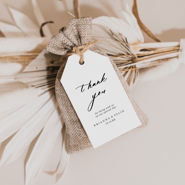 Chic Calligraphy Elegant bröllop Tack Presentetikett (Skapare uppladdad)