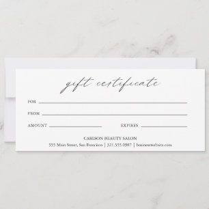 Chic Calligraphy Elegant Business Gift-certifikat