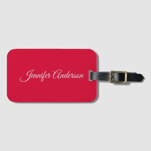 Chic Calligraphy Elegant Cherry Red Personlig Bagagebricka