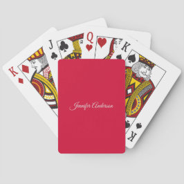 Chic Calligraphy Elegant Cherry Red Personlig Casinokort