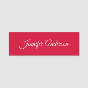 Chic Calligraphy Elegant Cherry Red Personlig Namnbricka
