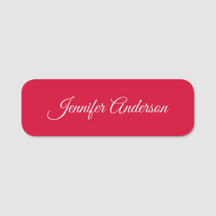 Chic Calligraphy Elegant Cherry Red Personlig Namnbricka