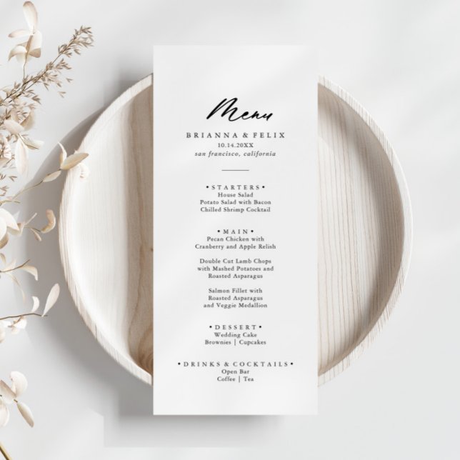 Chic Calligraphy Elegant Dinner Meny (Skapare uppladdad)