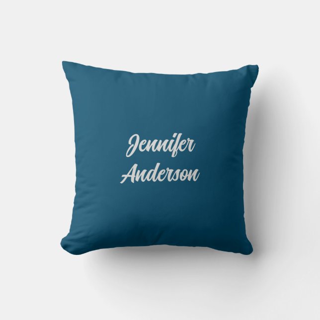Chic Calligraphy Elegant Ocean Blue Personlig Kudde (Framsida)