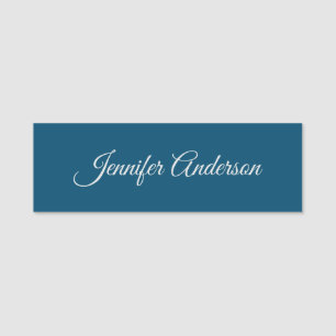Chic Calligraphy Elegant Ocean Blue Personlig Namnbricka
