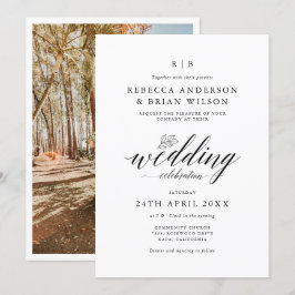 Chic Calligraphy Elegant Photo Bröllop Inbjudningar