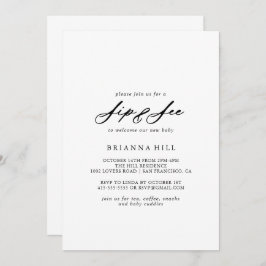 Chic Calligraphy Elegant Sip and See Inbjudningar