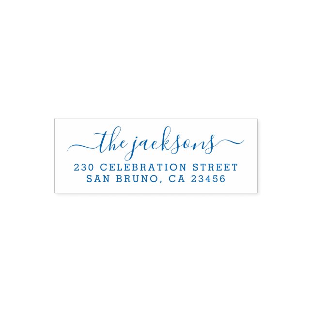 Chic Calligraphy Family Namn & Returadress Självfärgande Stämpel (Design)
