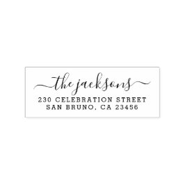 Chic Calligraphy Family Namn & Returadress Stämpel