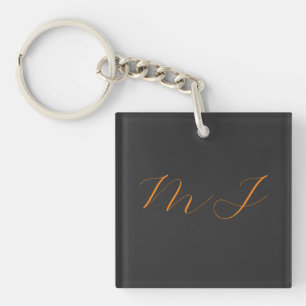 Chic calligraphy grått orange monogram namn initia