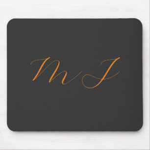 Chic calligraphy grått orange monogram namn initia musmatta