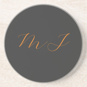 Chic calligraphy grått orange monogram namn initia underlägg