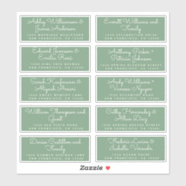 Chic Calligraphy Grönt Guest-Adressetiketter Klistermärken
