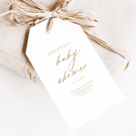 Chic Calligraphy Guld Baby Shower   Presentetikett