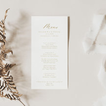 Chic Calligraphy Guld Dinner Menu