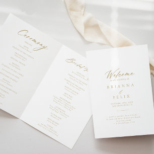 Chic Calligraphy Guld Folded Bröllop Program