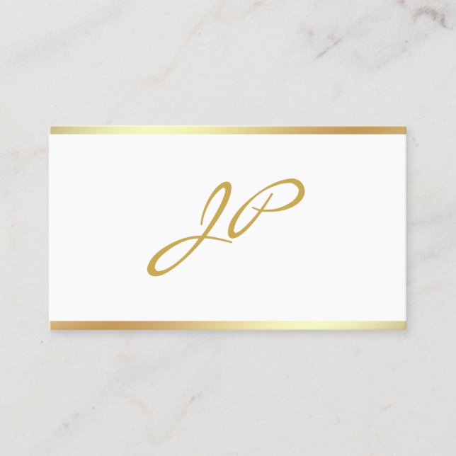 Chic Calligraphy-handskript Guld Monogram Visitkort (Framsida)