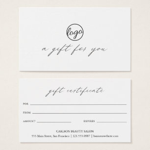 Chic Calligraphy Logotyp Business Gift-certifikat Visitkort
