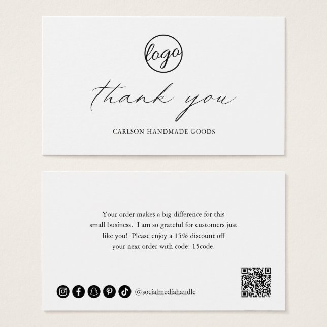 Chic Calligraphy Logotyp Business Order-infognings Visitkort (Framsida & baksida)