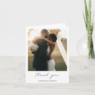 Chic Calligraphy Minimal Photo Simple Bröllop Tack Kort