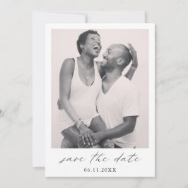 Chic Calligraphy minimalist Photo Elegant bröllop Spara Datumet