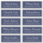 Chic Calligraphy Mörk blått Guest-Adressetiketter Klistermärken<br><div class="desc">Enkel att anpassa, namn och adress/enskilda bröllop-adressetiketter för gäster. Den här chicen, de moderna och enkla bröllop-gästernas adressetiketter har din gästfotografering namn i handskrivet skript med vit elegant, med kalligrafi och modern typografi på mörk blått bakgrund. Lägg bara till er enskilda gäst bröllop namn och adress. Enbart designad för dig...</div>